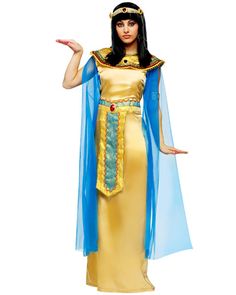 fantasias de Cleópatra dourada e azul