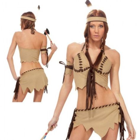 fantasia de índia americana de blusa e top bege