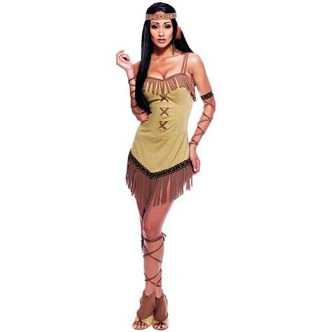 fantasia de índia americana de vestido bega com franjas em marrom