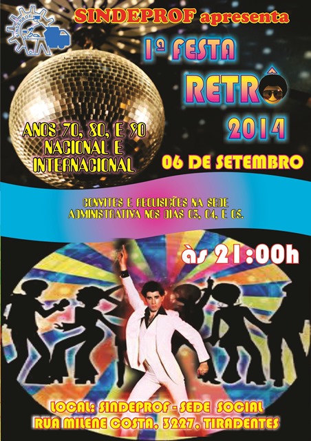 Convite para festa retrô com imagem do ator John Travolta.