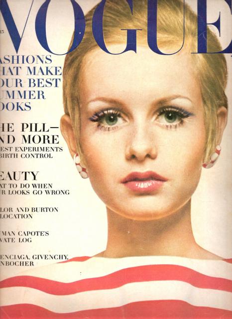 A top Twiggy na capa da revista Vogue.