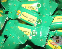 Bala em embalagem personalizada do whatsapp.