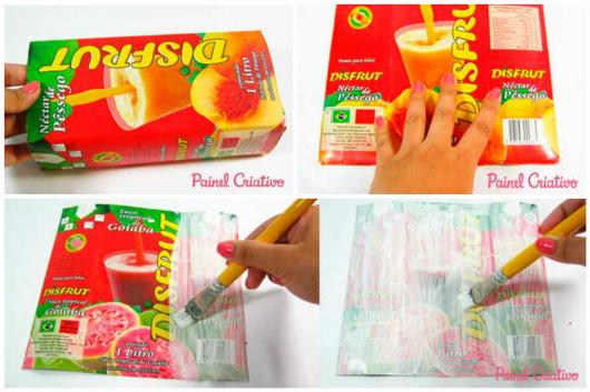 como fazer cestinha de caixa de leite