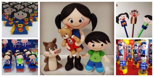 Montagem com diferentes tipos de lembrancinhas Show da Luna.