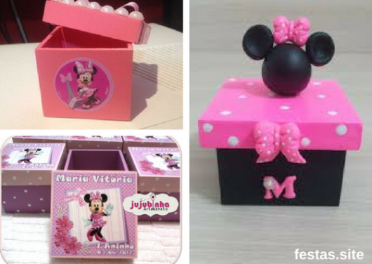 caixinhas de MDF como lembrancinhas da Minnie rosa