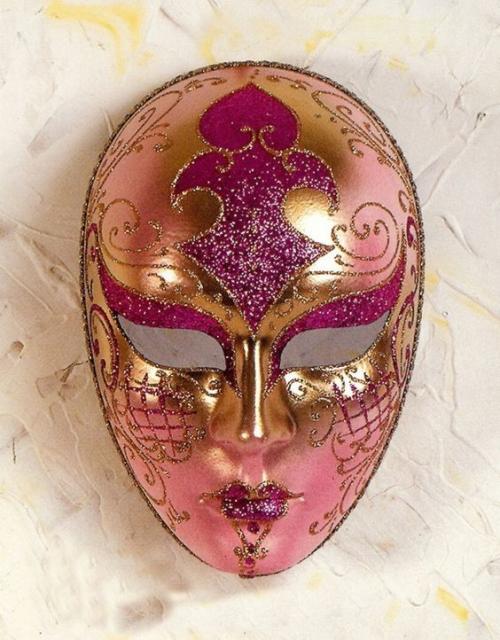 máscara de Veneza rosa e dourada