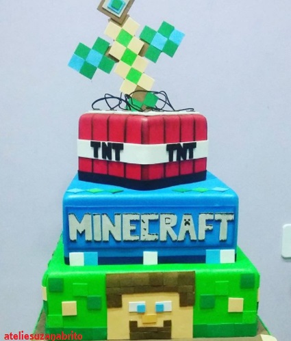 bolo cenográfico Minecraft