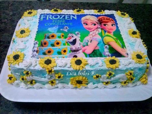 bolo com papel de arroz Frozen Fever
