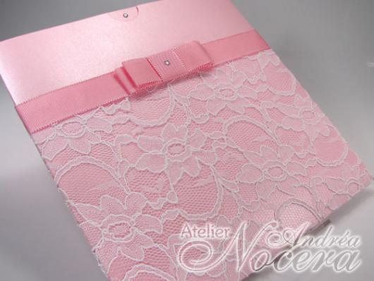 convite rosa com renda