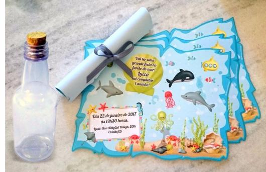 Convites Fundo do mar garrafinha