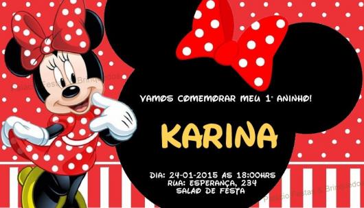 Festa da Minnie vermelha convite cartão