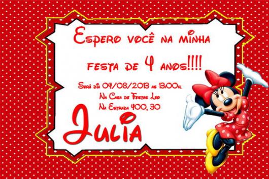 Festa da Minnie vermelha comvite impresso