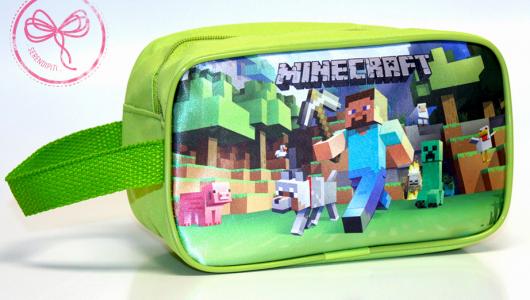 bolsinha como necessaire de minecraft