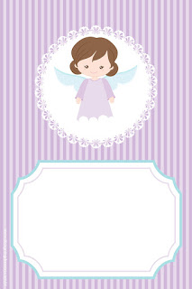 Convite rosa para menina, com anjinha e espaço em branco.