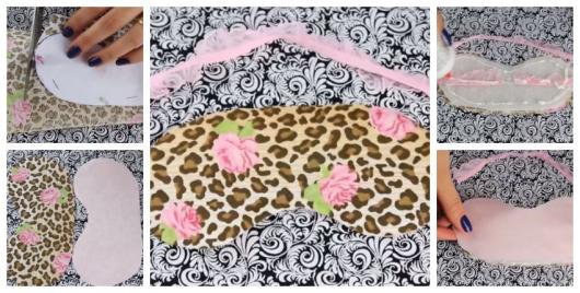 Montagem ensinando a fazer máscara de dormir.