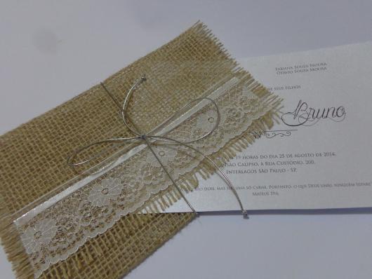 Convites de Noivado Simples rústico feito em casa