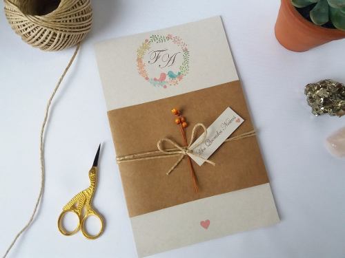 Convites de Noivado Simples rústico artesanal