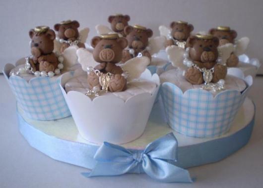 Cupcake para batizado ursinho