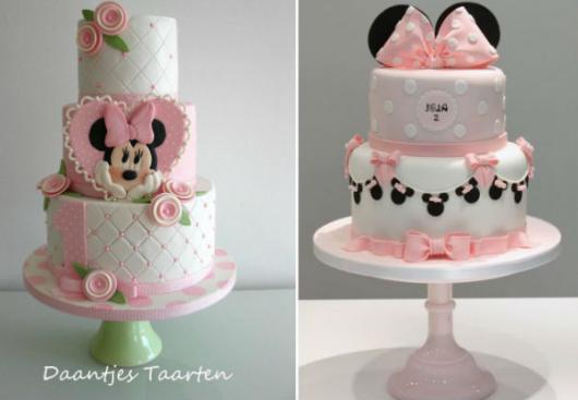 opções de bolo Festa da Minnie rosa