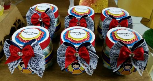 Lembrancinhas Branca de Neve pote de papinha reciclado