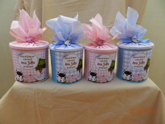 Lembrancinhas Fazendinha lata de leite reciclada