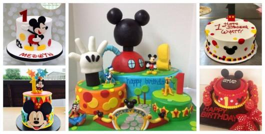 Montagem com cinco tipos diferentes de bolos.