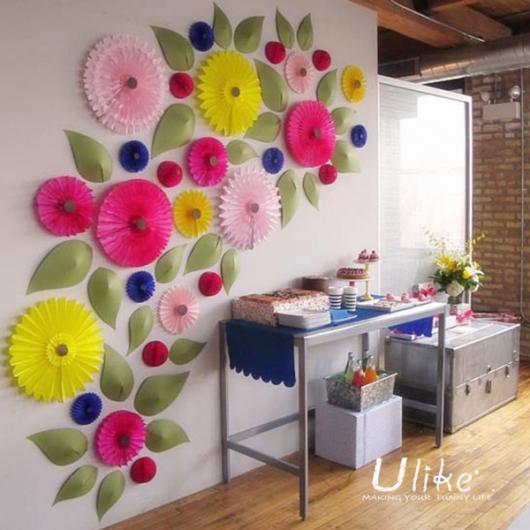 Bodas de Papel flores de papel na parede 