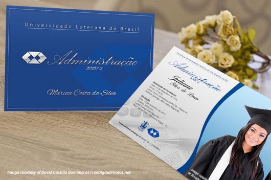 Convites de Formatura Administração Cartão azul e branco