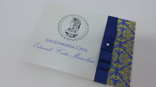 Convites de Formatura engenharia scrap branco e azul