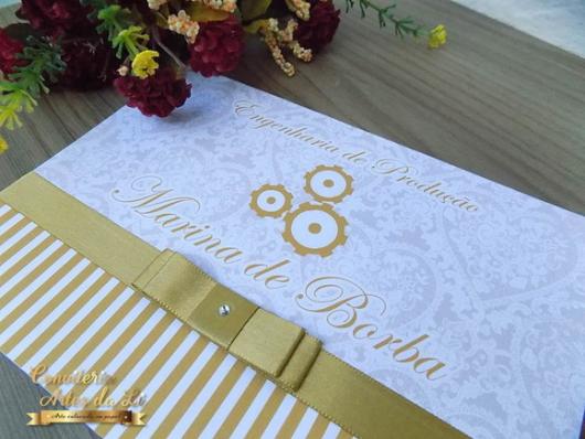 Convites de Formatura engenharia branco e dourado