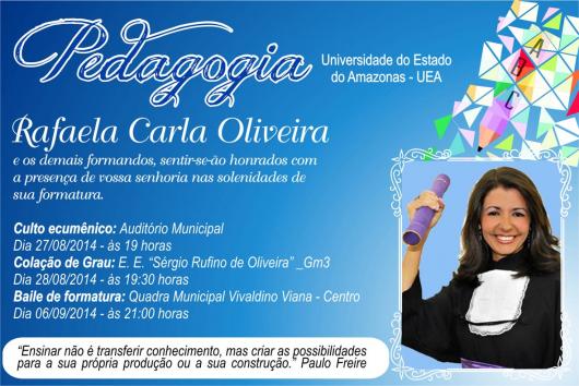 Convites de Formatura pedagogia cartão