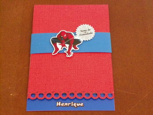 Convites Homem-Aranha scrapbook vermelho e azul