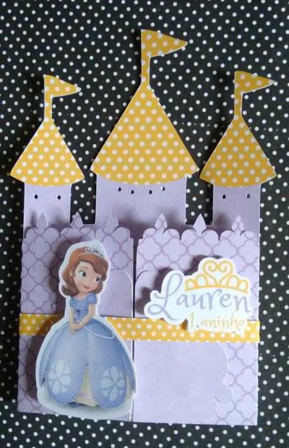 Convites Princesa Sofia modelo de castelo personalizado