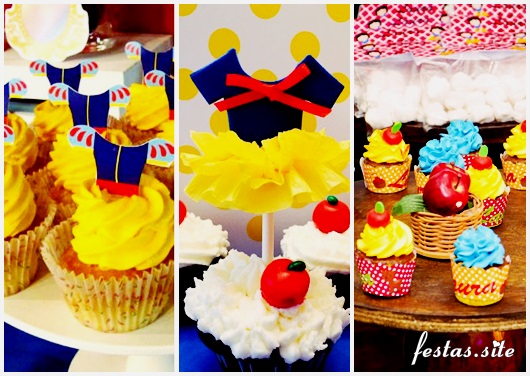 Cupcake Branca de Neve modelos decorados com chantilly