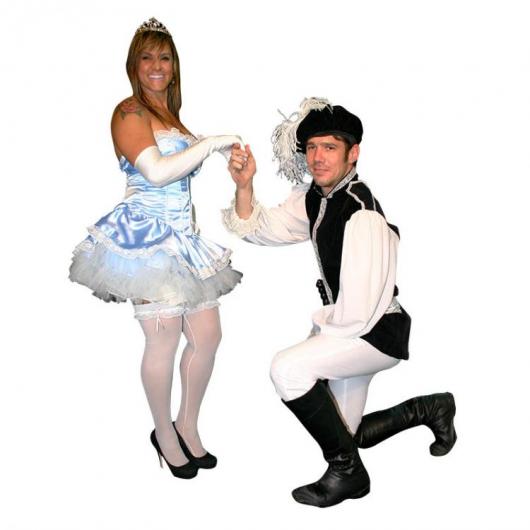 Fantasia para Casal príncipe e príncesa Cinderela vestido curto