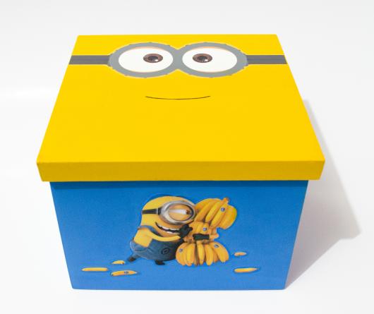 Festa dos Minions lembrancinha caixa de MDF