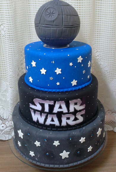 Festa Star Wars bolo fake de biscuit