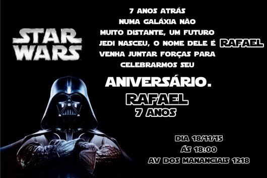 Festa Star Wars convite impresso