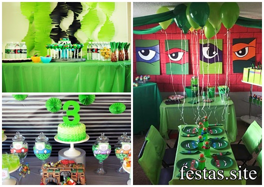 Festa Tartarugas Ninja decoração simples em casa