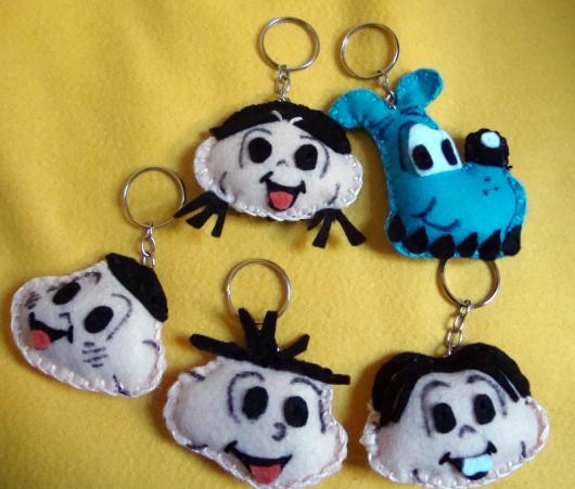 Festa Turma da Mônica lembrancinha chaveiro de feltro