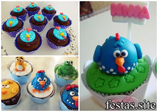 cupcake galinha pintadinha azul 3D