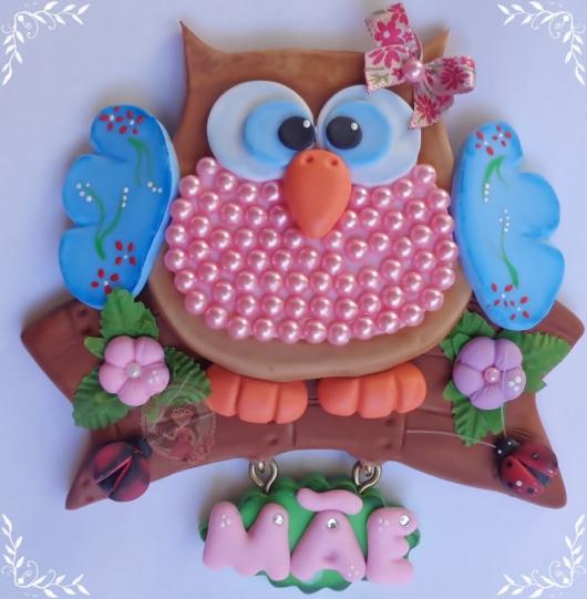 Lembrancinhas de Biscuit plaquinha de corujinha dia das mães