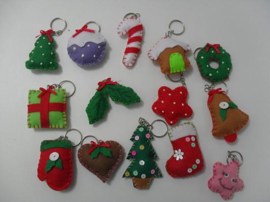 Lembrancinhas de Feltro para Natal chaveirinhos