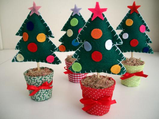 Lembrancinhas de Feltro para o Natal mini árvore