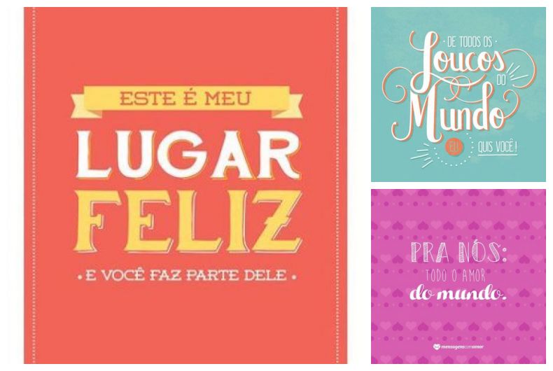 Montagem com três curtas mensagens de ano novo para namorada.