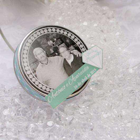 Bodas de Diamante lembrancinha latinha personalizada