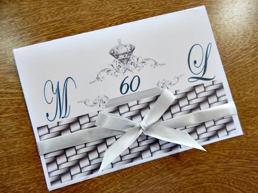 Bodas de Diamante scrap com fita de cetim