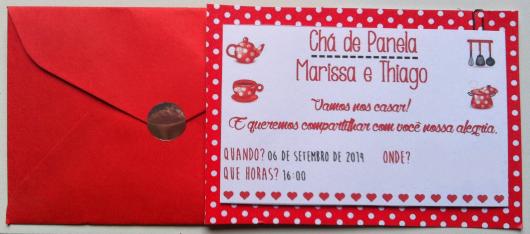 Chá de Panela Simples convite peronalizado com envelope