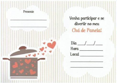 Chá de Panela Simples convite peronalizado cartão