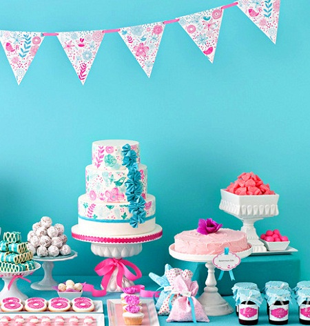 Chá de Bebê Simples azul e rosa